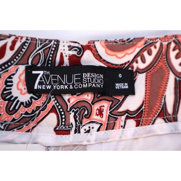 7th Avenue Design Studio Paisley Print Short Size 0 Pink‎ & White - Picture 8 of 12